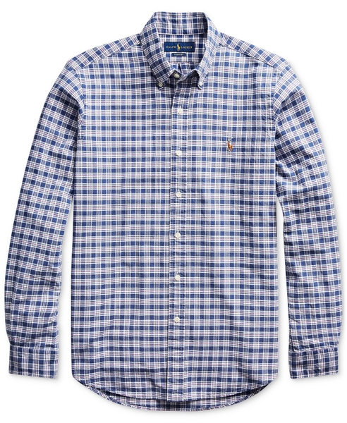 Áo sơ mi Nam Polo Ralph lauren tay dài caro xanh đỏ logo ngựa 2 màu