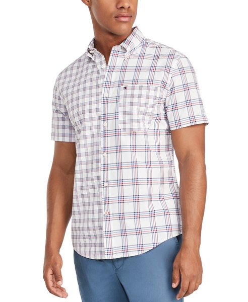 Áo sơ mi nam Tommy Hilfiger ngắn tay caro phối có túi