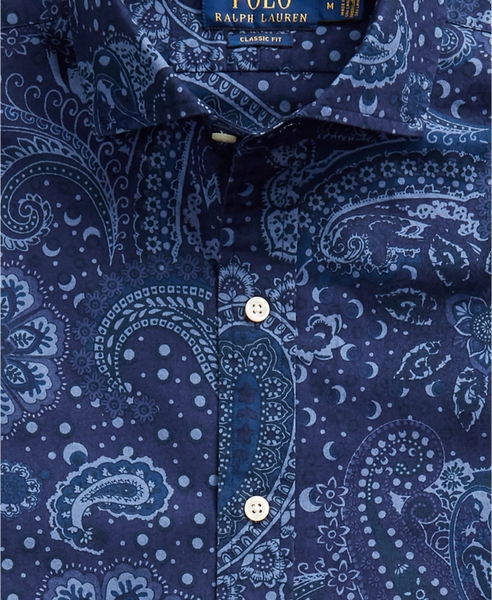 Áo sơ mi nam Polo Ralph lauren tay dài xanh phối hoa
