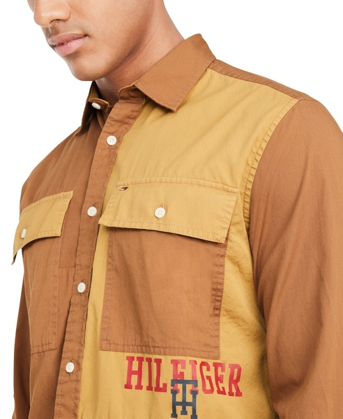 Áo sơ mi nam Tommy Hilfiger dài tay phối 2 màu có túi