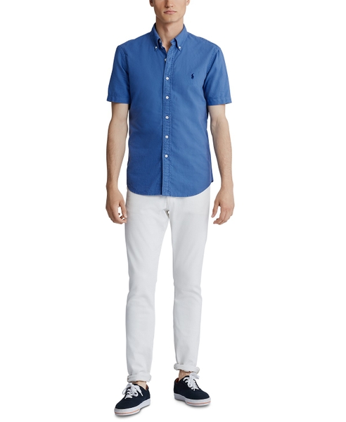 Áo sơ mi nam Polo Ralph lauren tay ngắn xanh  logo xanh