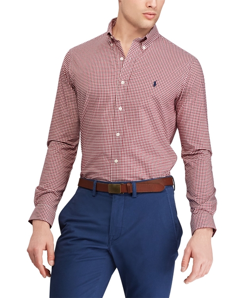 Áo sơ mi Nam Polo Ralph lauren tay dài caro đỏ nhỏ with ngựa xanh