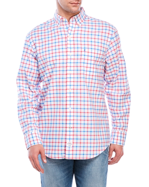Izod Áo Nam dài tay Saltwater Plaid Oxford Shirt Caro đỏ - cam S,M,L