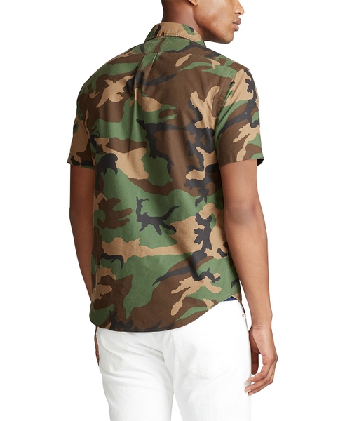 Áo sơ mi nam Polo Ralph lauren tay ngắn nâu xanh Army