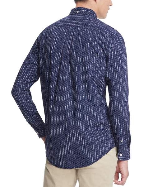 Áo sơ mi nam Tommy Hilfiger tay dài chấm bi trắng đỏ nềm xanh navy