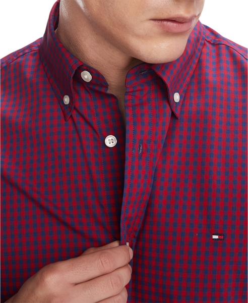 Áo sơ mi nam Tommy Hilfiger tay dài caro đỏ xanh