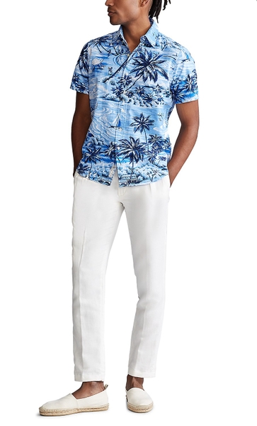 Áo sơ mi nam Polo Ralph lauren tay ngắn xanh biển phối