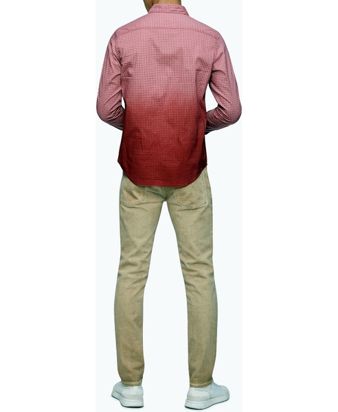 Áo sơ mi nam calvin klein jeans caro đỏ wash tay dài logo