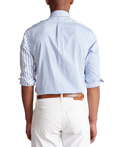Áo sơ mi Nam Polo Ralph lauren tay dài sọc trắng xanh phối