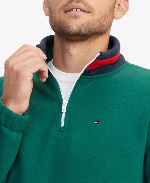 Áo lạnh lạnh Tommy Hilfiger 1/4 Zip Mockneck Sweatshirt  màu Azure Lagoon