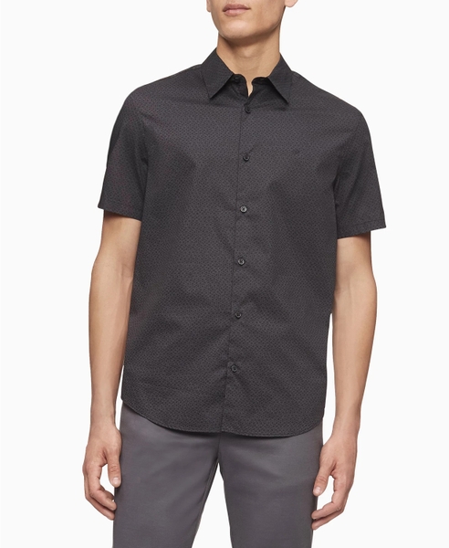 Áo sơ mi nam calvin klein tay ngắn Stretch Cotton Abstract Circle