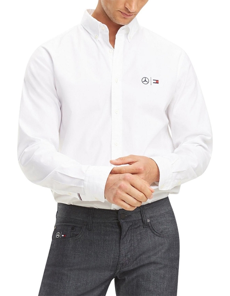 Áo sơ mi nam Tommy Hilfiger tay dài trắng dòng MERCEDES-BENZ