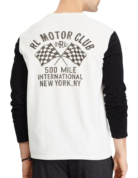 Áo thun Nam dài tay T.Shirt Polo Ralph - trắng chữ to M