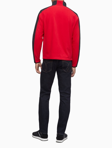 Áo lạnh calvin  klein jacket đỏ phối đen tay có chữ dây kéo