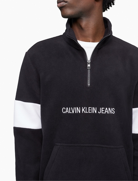 Áo lạnh jacket calvin klein dây kéo 1/4 đen phối chữ