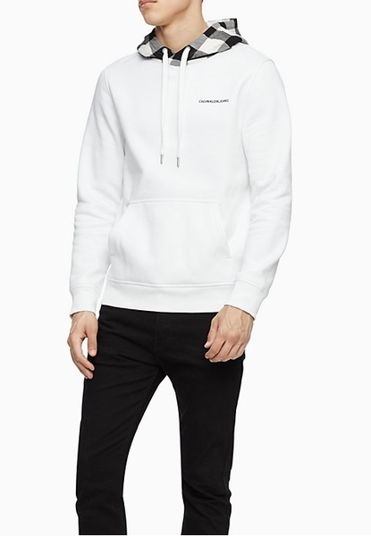 Áo thun lạnh calvin klein trắng phối kiểu hoodie