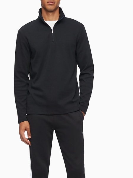 Áo lạnh jacket calvin klein dây kéo 1/4 đen with logo