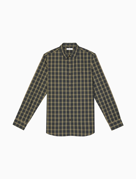 Áo sơ mi nam calvin klein tay dài caro xanh rêu with logo
