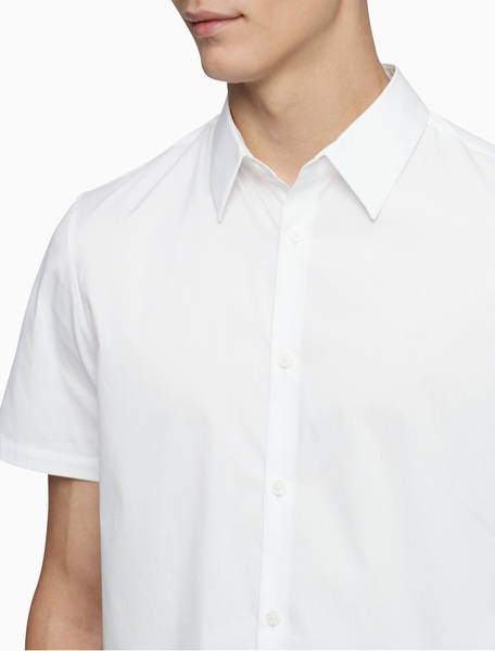 Áo sơ mi nam calvin klein tay ngắn trắng with logo