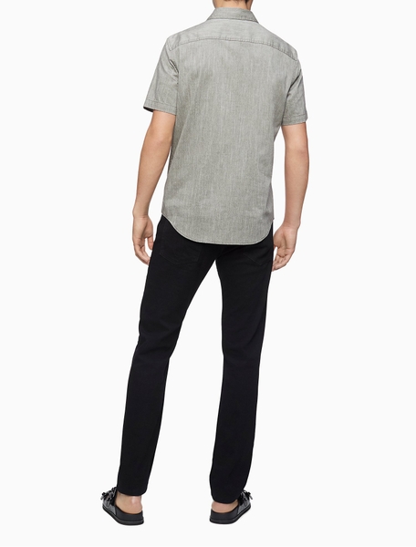Áo sơ mi nam calvin klein Jeans tay ngắn xám túi with logo chữ