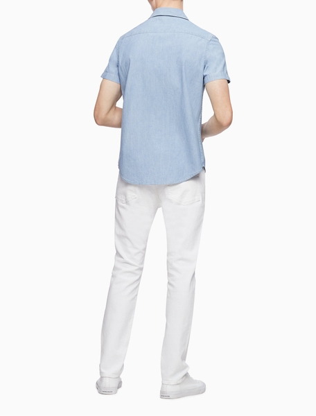 Áo sơ mi nam calvin klein Jeans tay ngắn màu jeans nhạt 2 túi