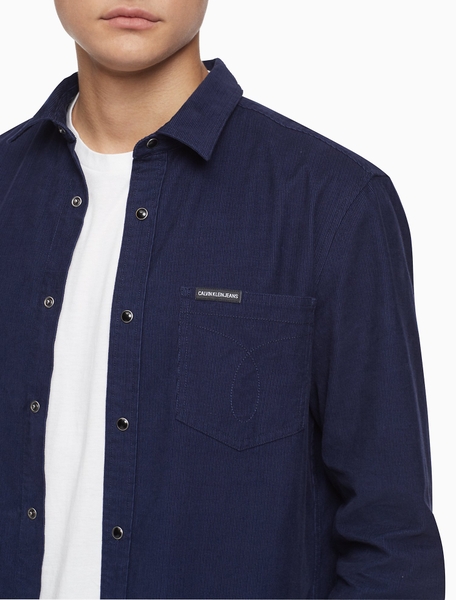 Áo sơ mi nam calvin klien jeans tay dài xanh navy nút bấm