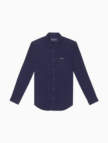 Áo sơ mi nam calvin klien jeans tay dài xanh navy nút bấm