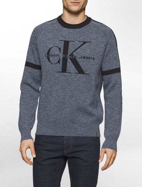 Áo Lạnh Calvin Klien xám xanh with chữ phối