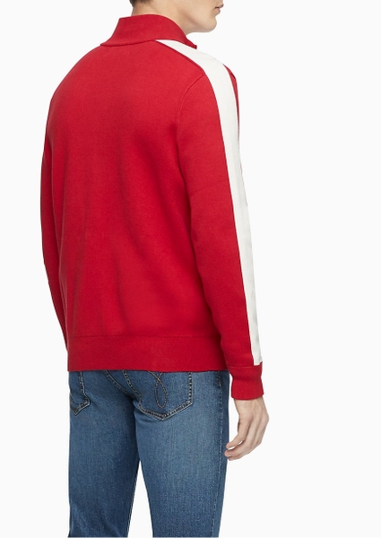 Áo lạnh jacket calvin klein dây kéo phối đỏ và chữ