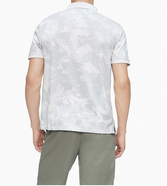 Áo thun nam calvin klien trắng phối xanh hình lá cấy with logo