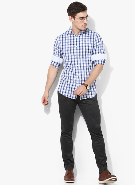 Áo sơ mi nam Tommy Jeans tay dài caro xanh Slimfit