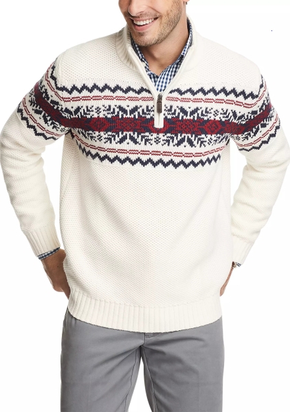 Áo lạnh Quarter Zip Sweater trắng kem phối