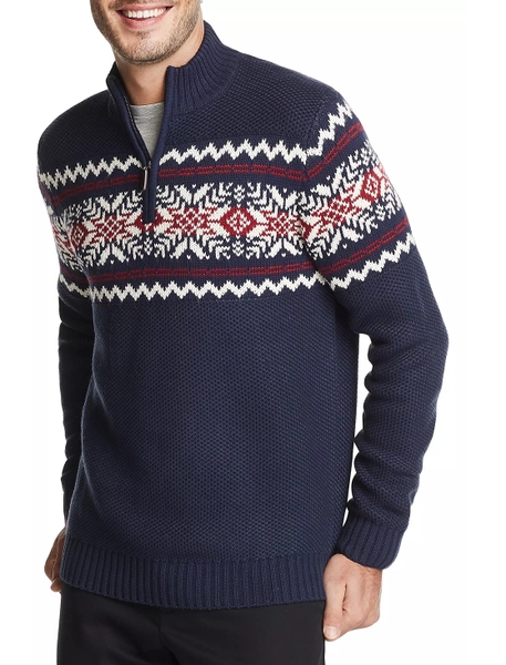 Áo lạnh Izod Quarter Zip Sweater trắng xanh ngực phối
