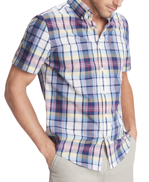 Áo sơ mi nam Tommy Hilfiger ngắn tay caro nhiều màu có túi