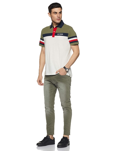 Áo thun Nam Tommy Hilfiger trắng kem phối nâu with chữ