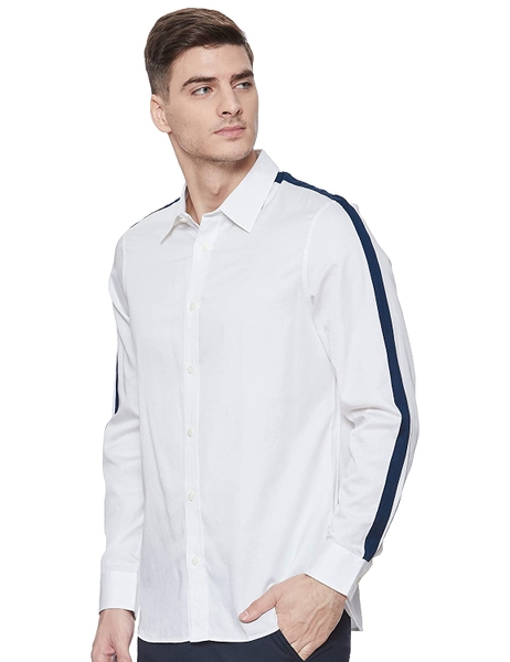 Áo sơ mi nam calvin klein dài tay trắng tay phối xanh đen