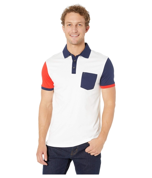 Áo thun nam calvin klein trắng phối cổ xanh túi with logo