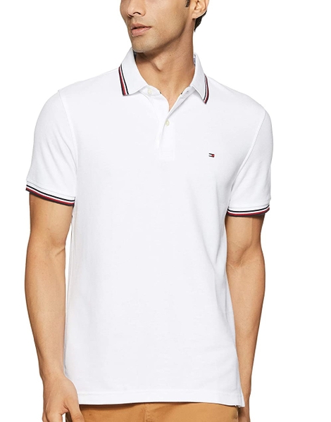 Áo thun nam Tommy Hilfiger màu trắng tay và cổ viền