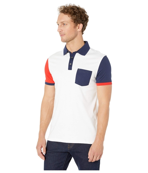 Áo thun nam calvin klein trắng phối cổ xanh túi with logo