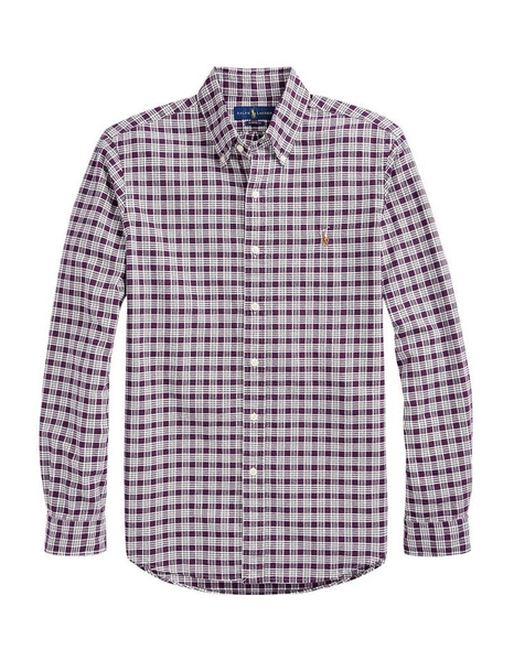 Áo sơ mi Nam Polo Ralph lauren tay dài caro tím đỏ logo ngựa 2 màu