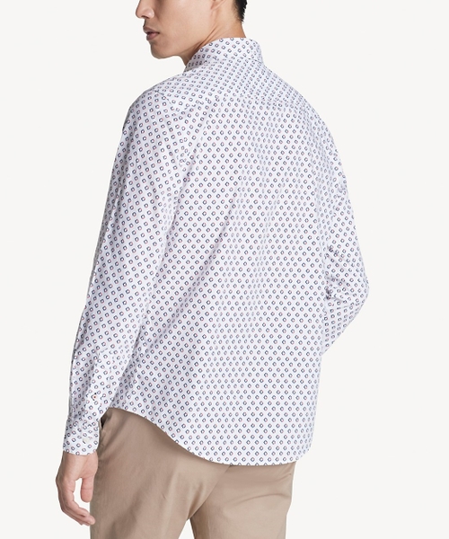 Áo sơ mi nam Tommy Hilfiger tay dài trắng phối xanh đỏ