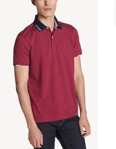 Áo thun Nam Tommy Hilfiger đỏ đô cổ phối chữ