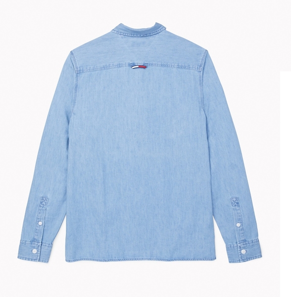 Áo sơ mi nam tommy Jeans dài tay Denim vạt ngang phối chữ