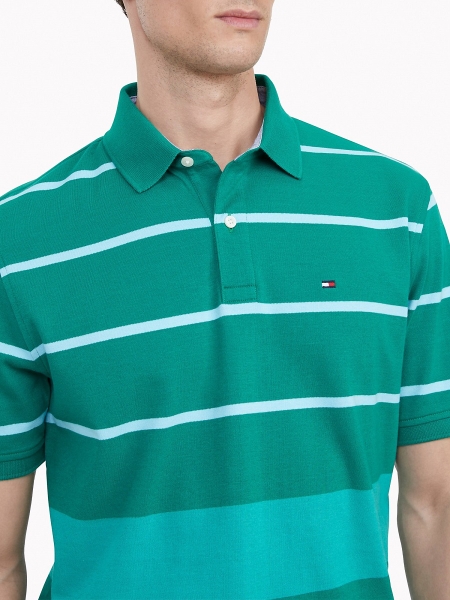 Áo thun nam Tommy Hilfiger màu xanh phối sọc hàng hiệu xách tay USA