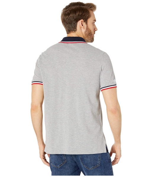 Áo thun Polo Ralph lauren xám phối cổ with logo xanh