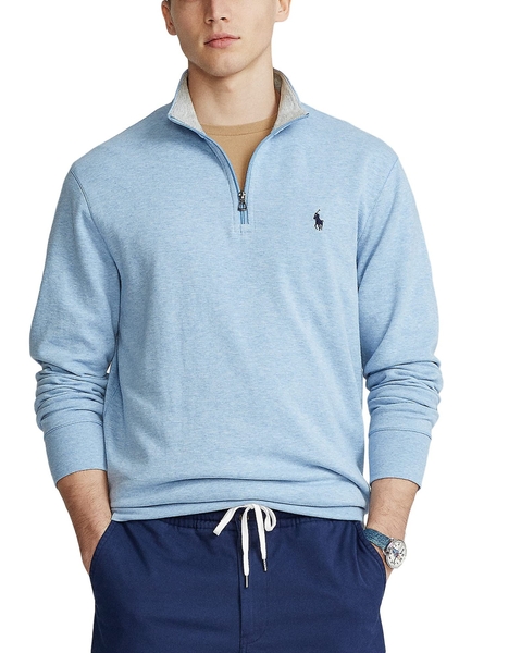 Áo lạnh Polo ralph lauren Quarter Zip Sweater xanh lơ logo navy