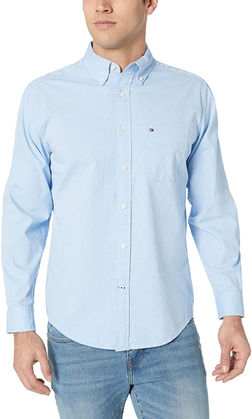 Áo sơ mi nam Tommy Hilfiger tay dài xanh nhạt có túi