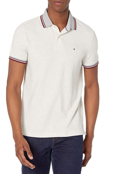 Áo thun nam Tommy Hilfiger trắng xám phối Logo mới