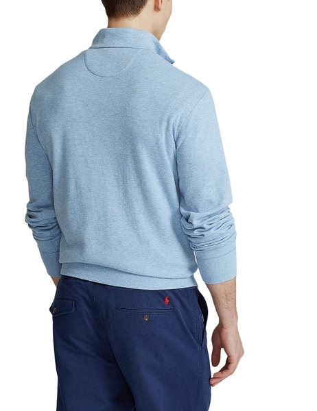 Áo lạnh Polo ralph lauren Quarter Zip Sweater xanh lơ logo navy