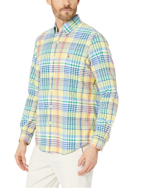 Áo sơ mi Nam Polo Ralph lauren tay dài caro vàng  xanh